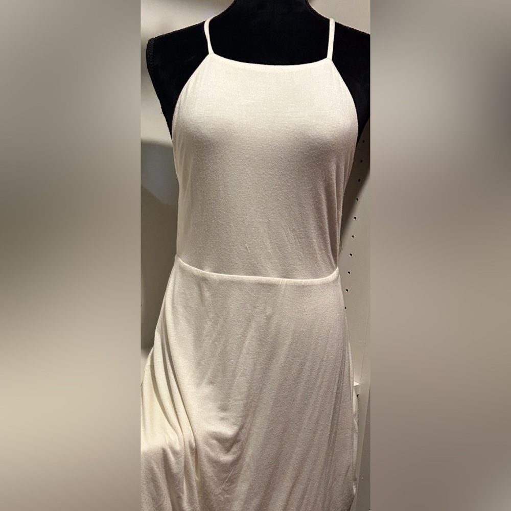 Spaghetti straps backless knee length dress